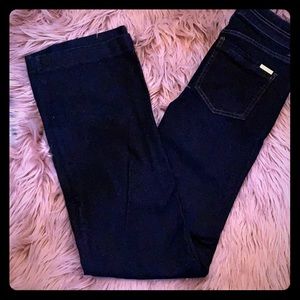 Wide legged dark blue denim jeans